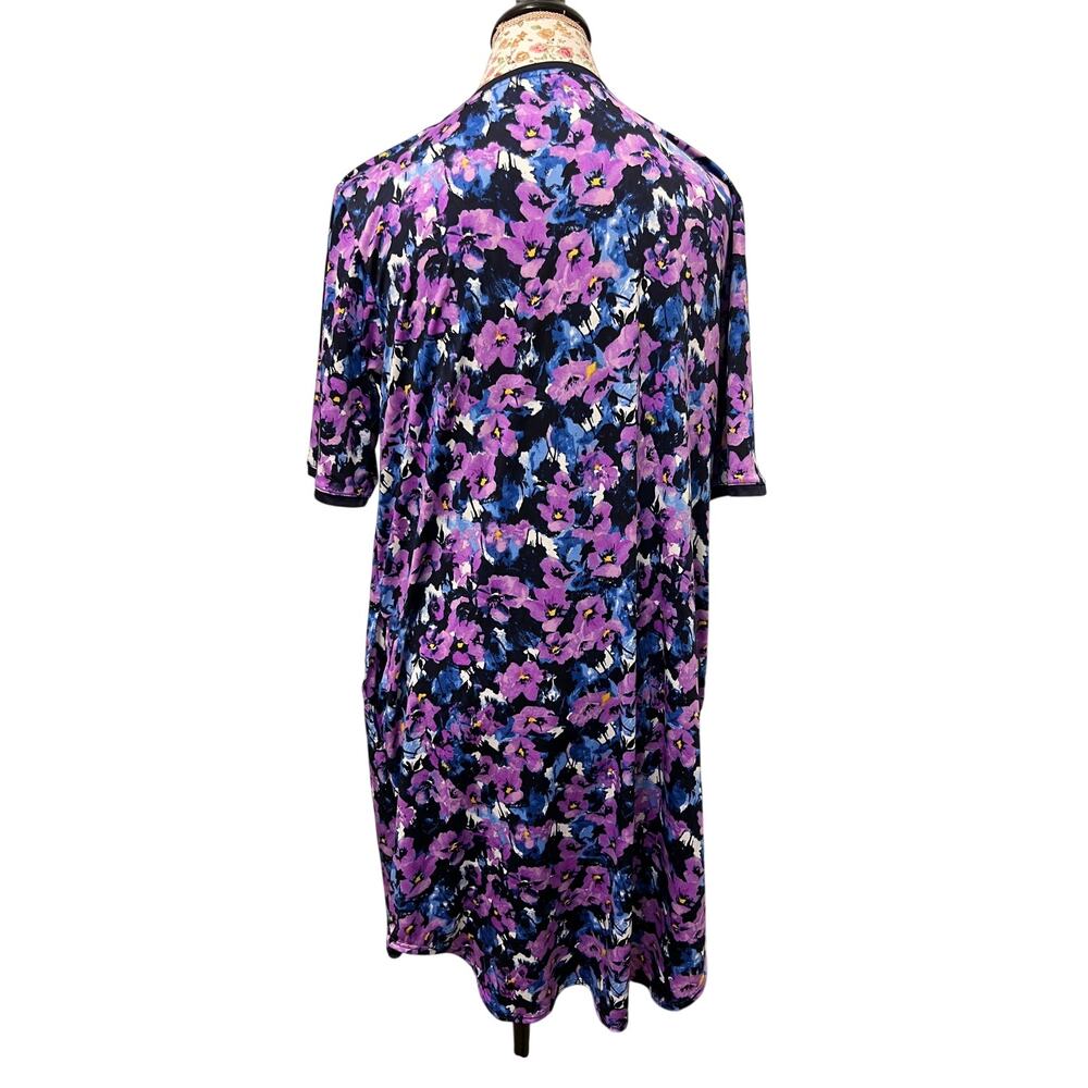 💜 Stan Herman S Purple Floral Dress Stretch Bodycon Y2K Retro Casual Chic - Picture 3 of 4